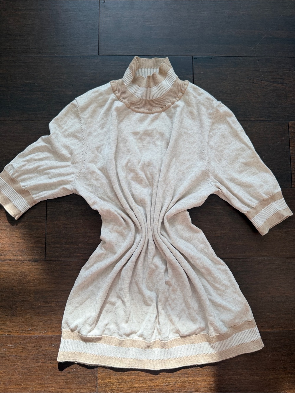 COS Cream Sweater with Tan Trim Turtleneck